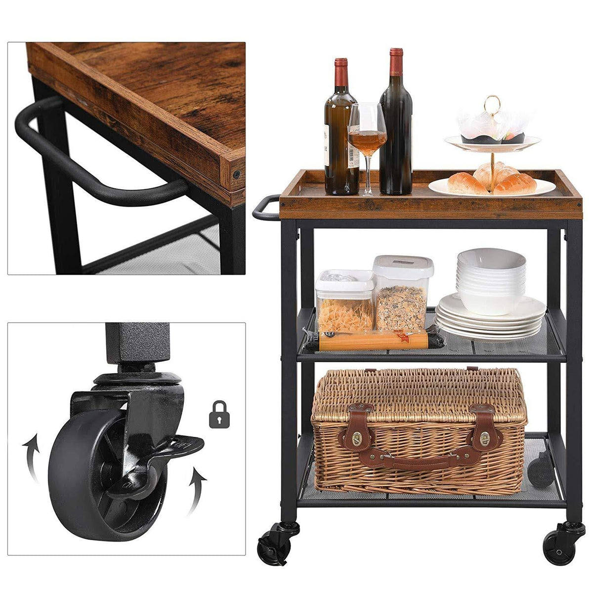 Mesh Shelves Kitchen Cart E540379