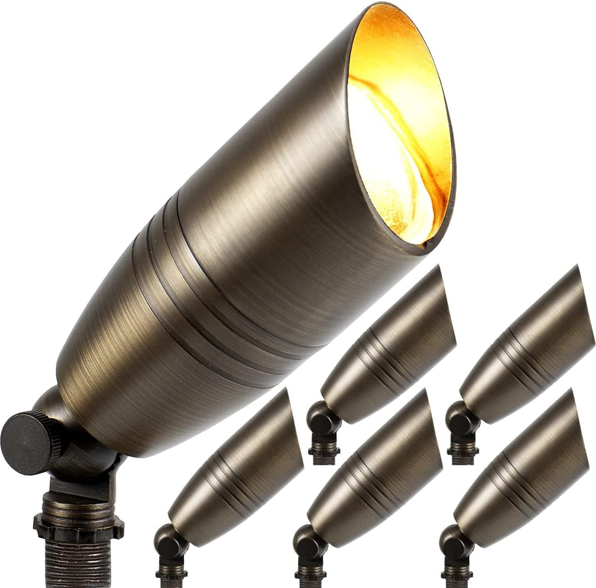 Solid Brass Uplight Spotlight Fixture Waterproof with Ground Spike Stand 12v Low Voltage E4533
