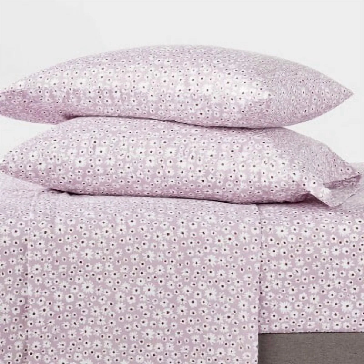 Light Purple Daisy Printed Microfiber Sheet Set J12578