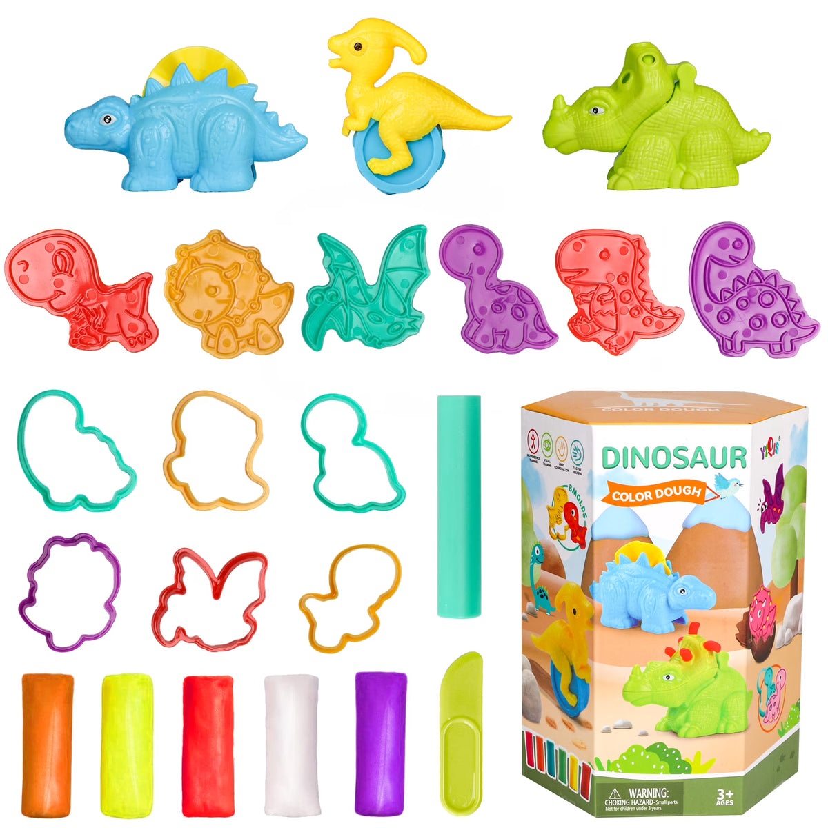 Play Dough Toys Colored Clay Set with Dinosaur Mold Z448015