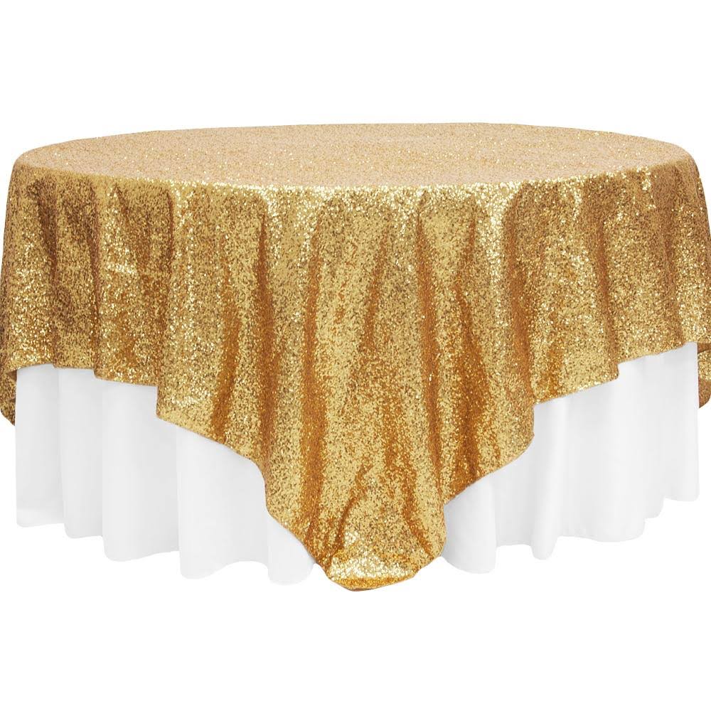 Gold Square Sequin Table Overlay Topper 90 x 90 in K3806