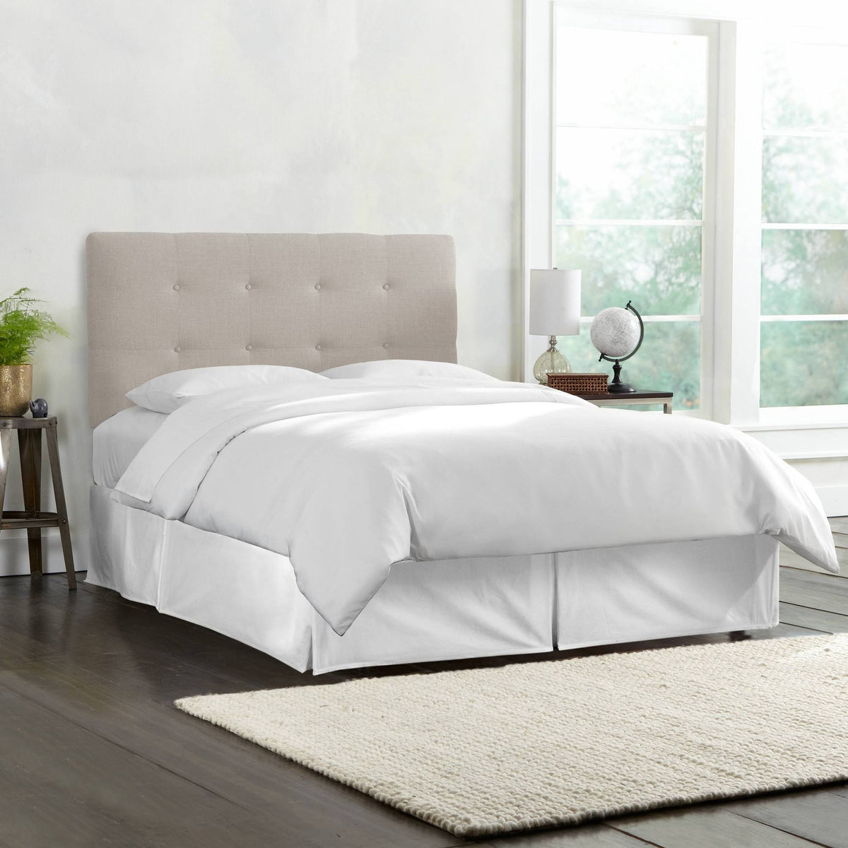 Twin Tufted Linen Headboard S534297