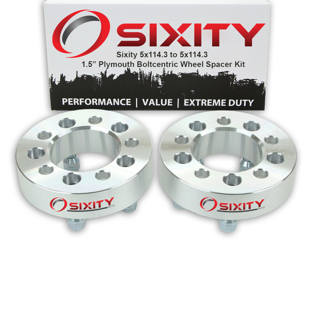 2 pc 1.5" 5x114.3 Wheel Spacers with 1/2-20tpi 1.25in Studs Lugs L779