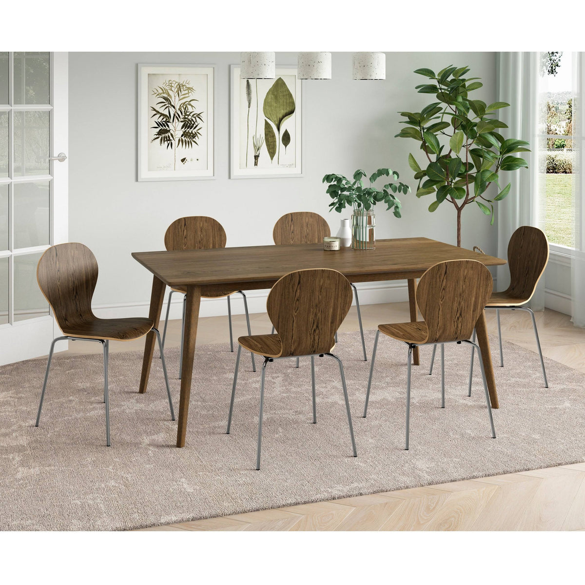 White/Natural Rectangular Dining Table U50615