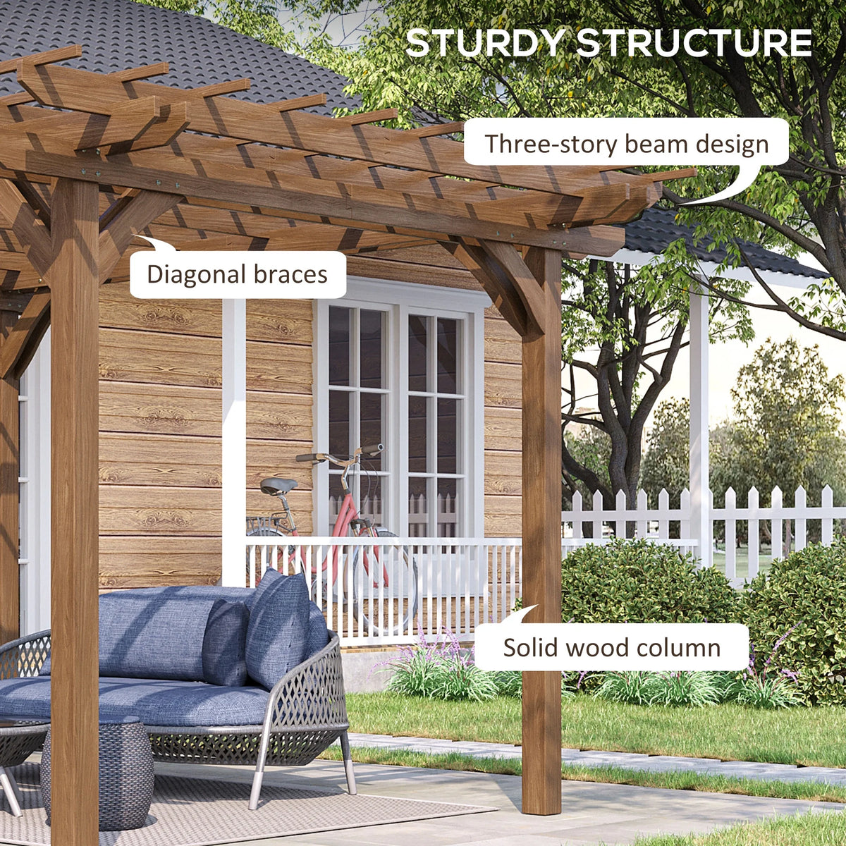 12' x 10' Wooden Pergola Outdoor Gazebo A7808
