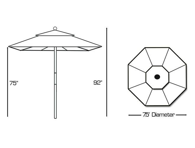 7.5 ft. Dark Wood Cafe - Beige Suncrylic Umbrella D823
