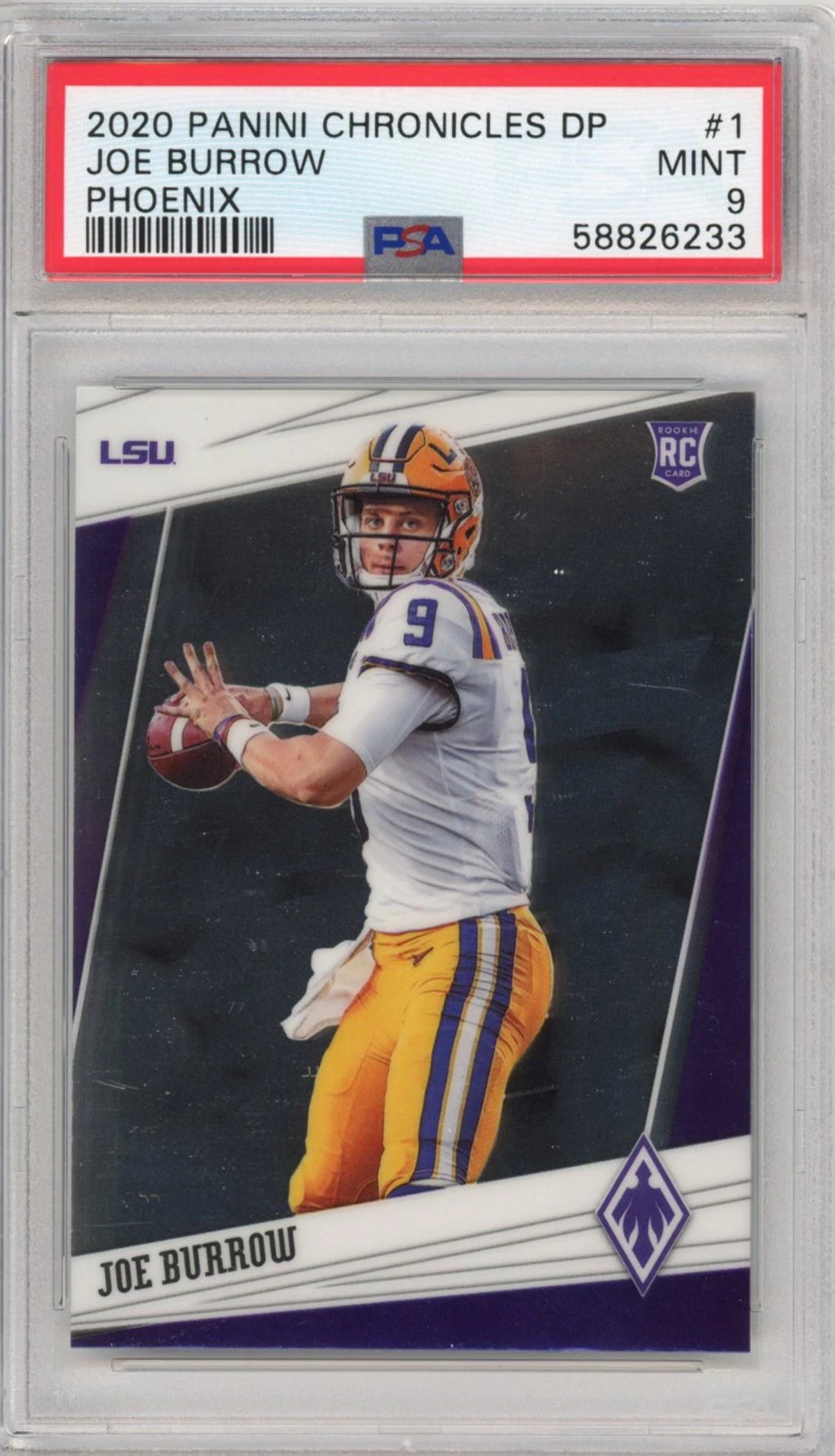 2020 Panini Chronicles Joe Burrow Phoenix Rookie RC Football Card PSA 9 Mint Q724
