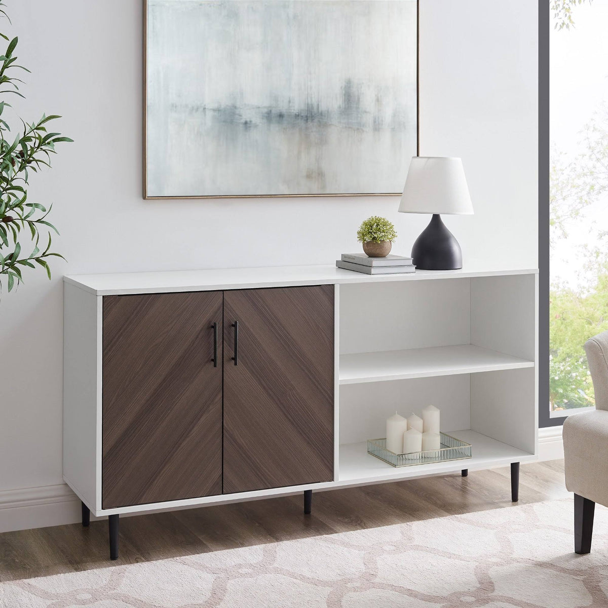 White / Ash Brown TV Console W6909