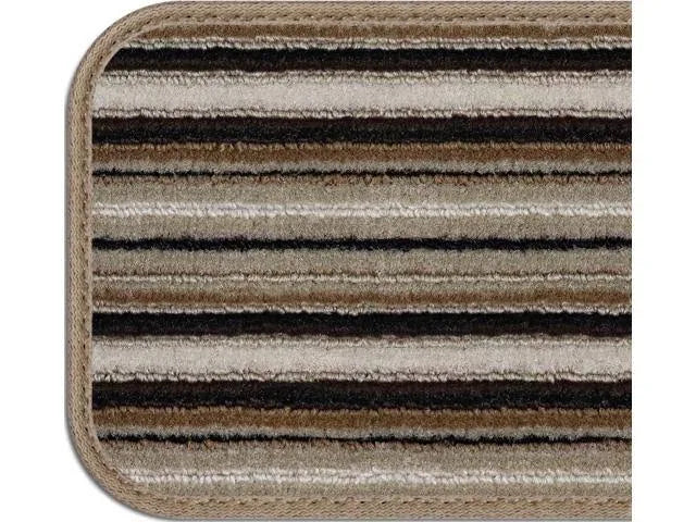 Set of 15 Attachable Carpet Stair Treads Mocha Brown Stripe 9 in. x 36 in. R91557