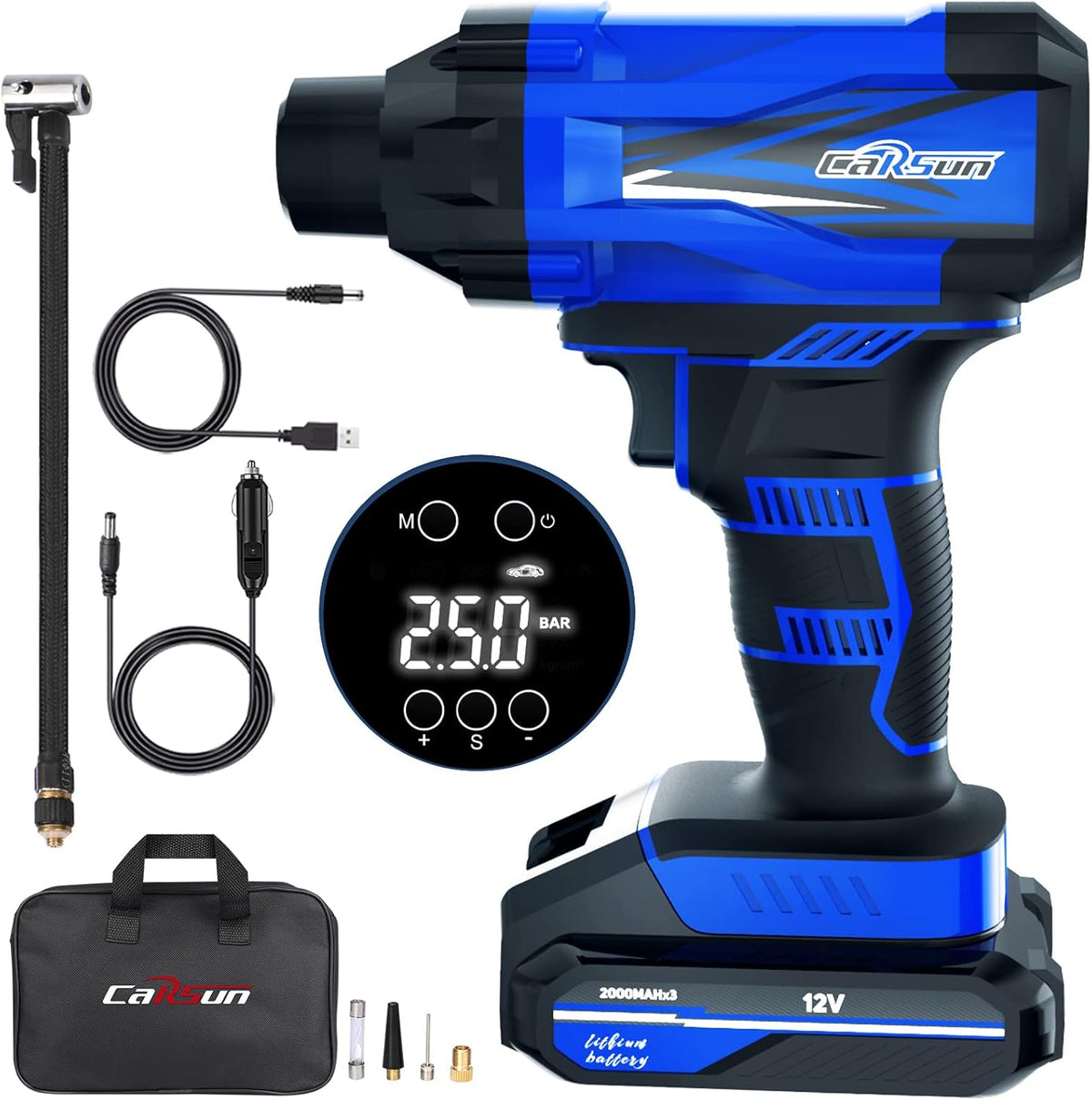 Cordless Portable Tire Inflator Air Compressor with Digital Pressure Gauge, Pack of 2 I3325