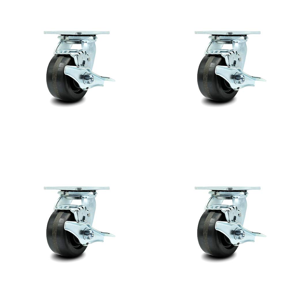 Set of 4 Heavy Duty Replacement Casters with Brakes T953356