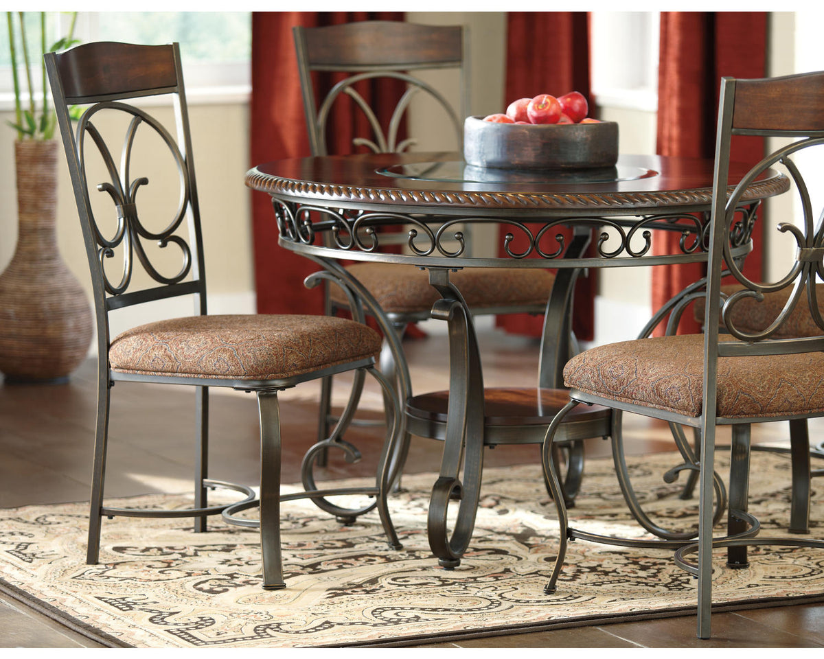 Brown Round Glass Top Dining Table A406