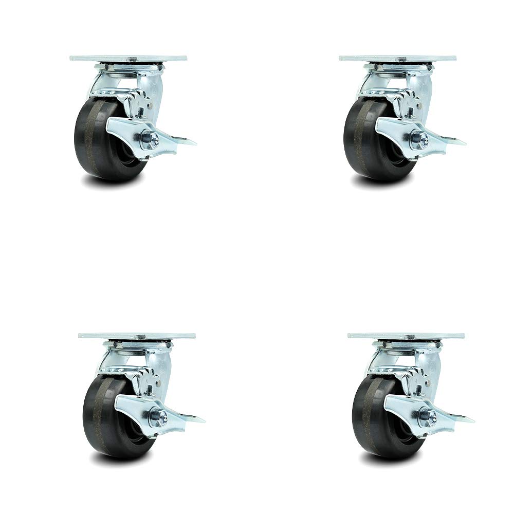 Set of 4 Heavy Duty Replacement Casters with Brakes T953356