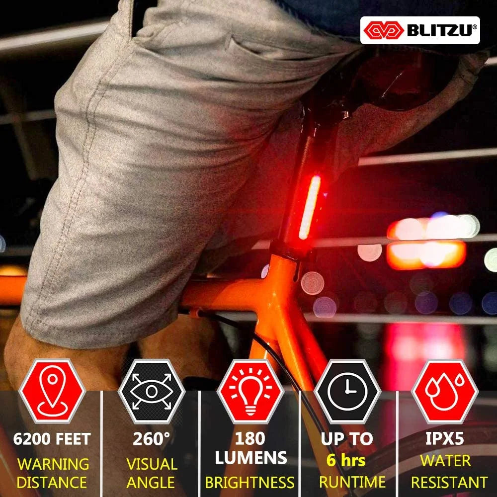 168H Bike Headlight or 168T Tail Light USB Rechargeable LED Bicycle Lights Set Front Back D6217