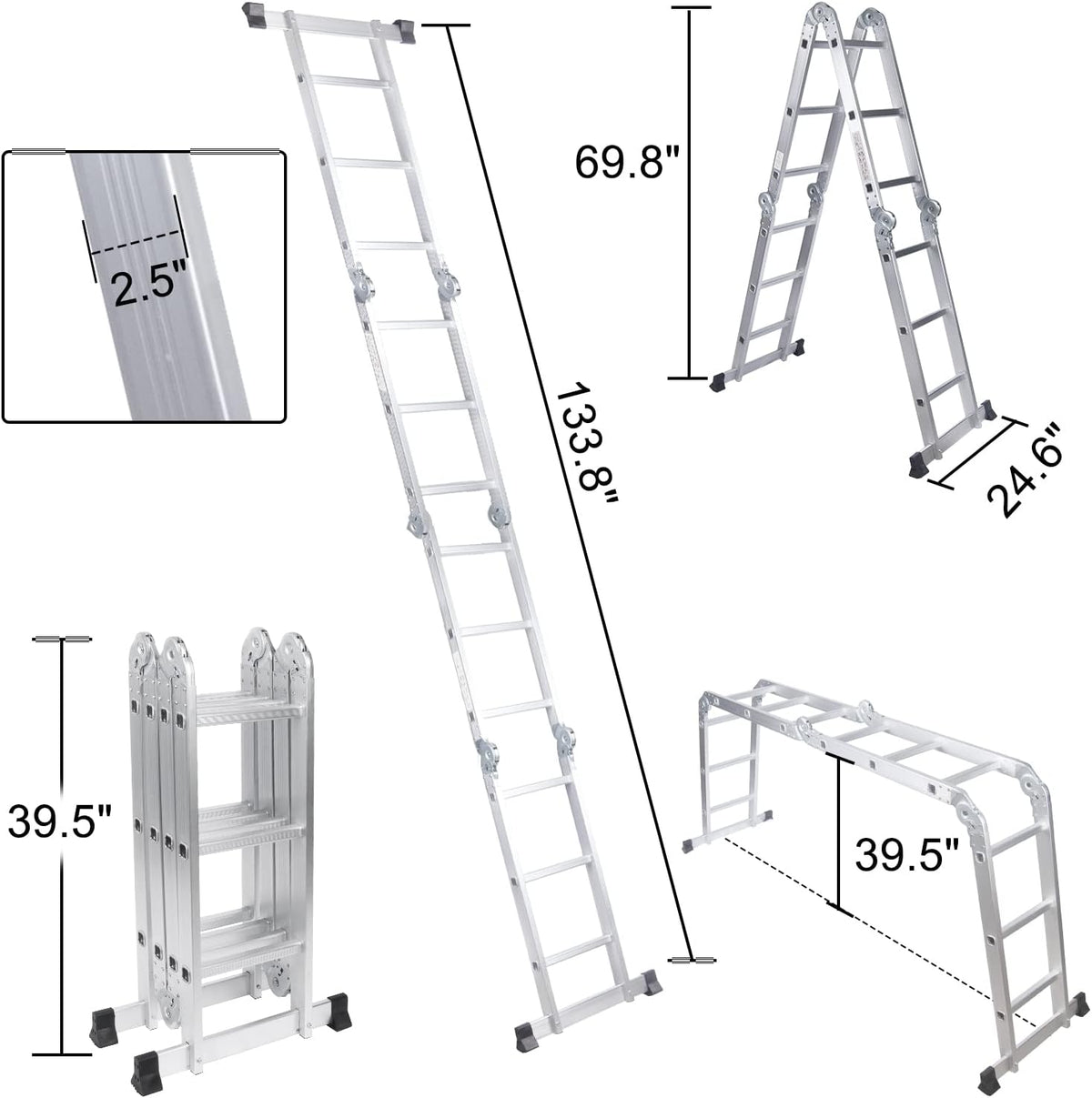 330lb 12.5ft Aluminum Folding Step Ladder T82916