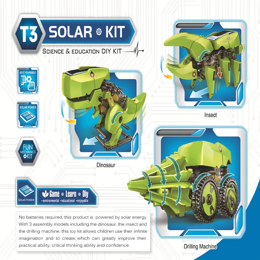 3 In 1 Solar Robot Diy Toy Set Stem Science Toy O1947