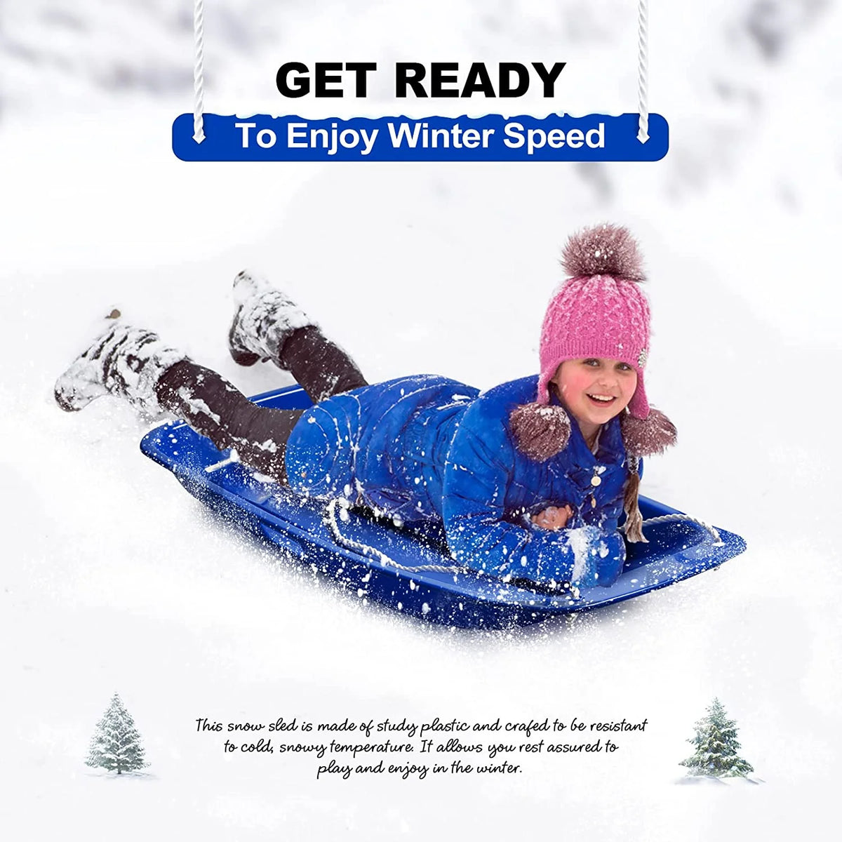 35 Inch Plastic Snow Sled Boat Shape Snow Sledge for Kids O6131