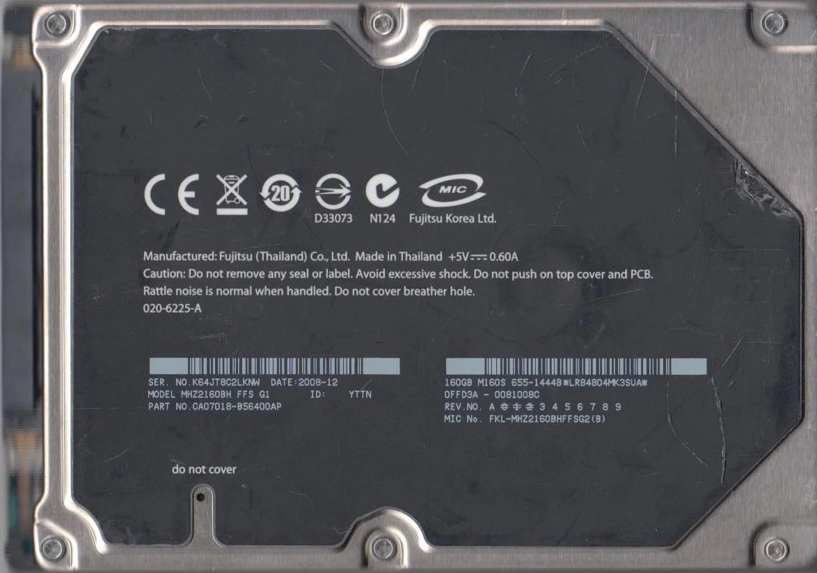 160GB SATA 2.5 Hard Drive A1852