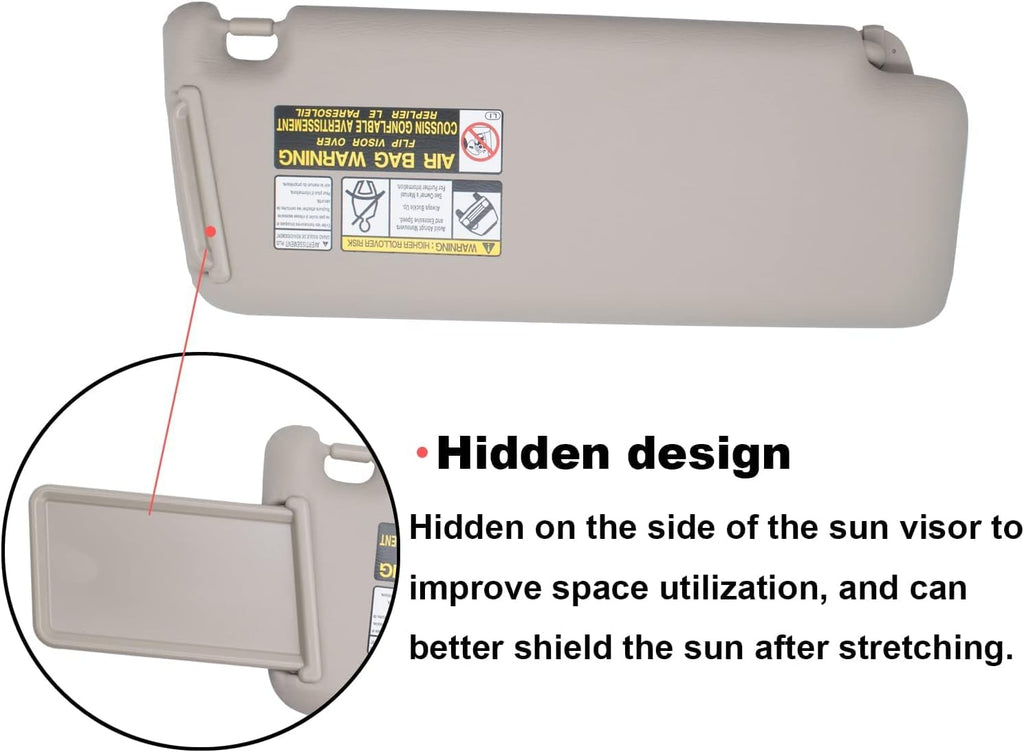 Beige Sun Visor Compatible Toyota Highlander 2004-2007 Pack of 2 G637607
