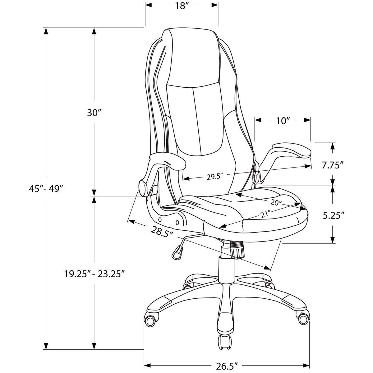 Black Leather Look High Back Executive Office Chair H652