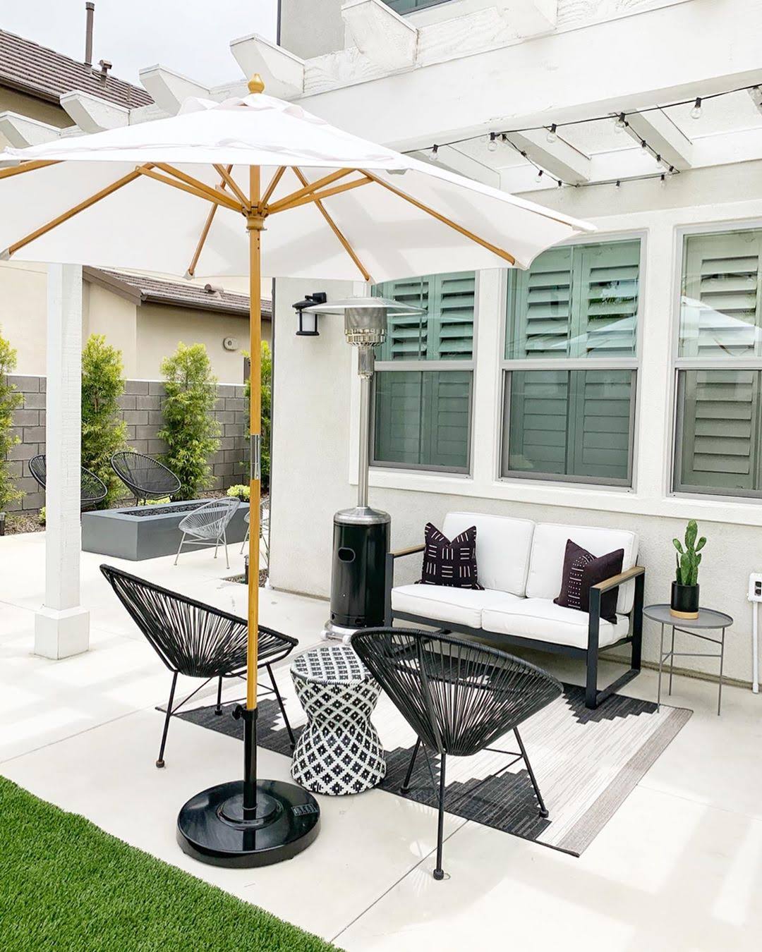 7.5 ft. Dark Wood Cafe - Beige Suncrylic Umbrella D823