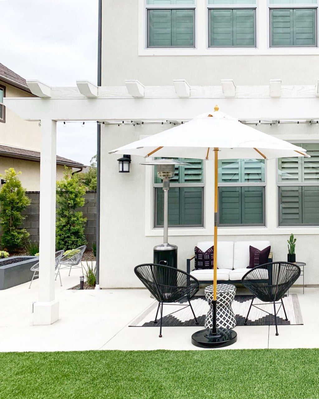 7.5 ft. Dark Wood Cafe - Beige Suncrylic Umbrella D823