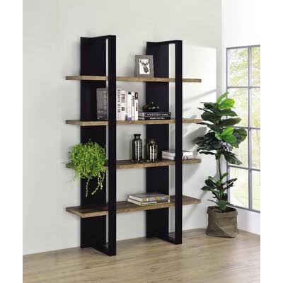 Black/Aged Walnut Etagere Bookcase B86254