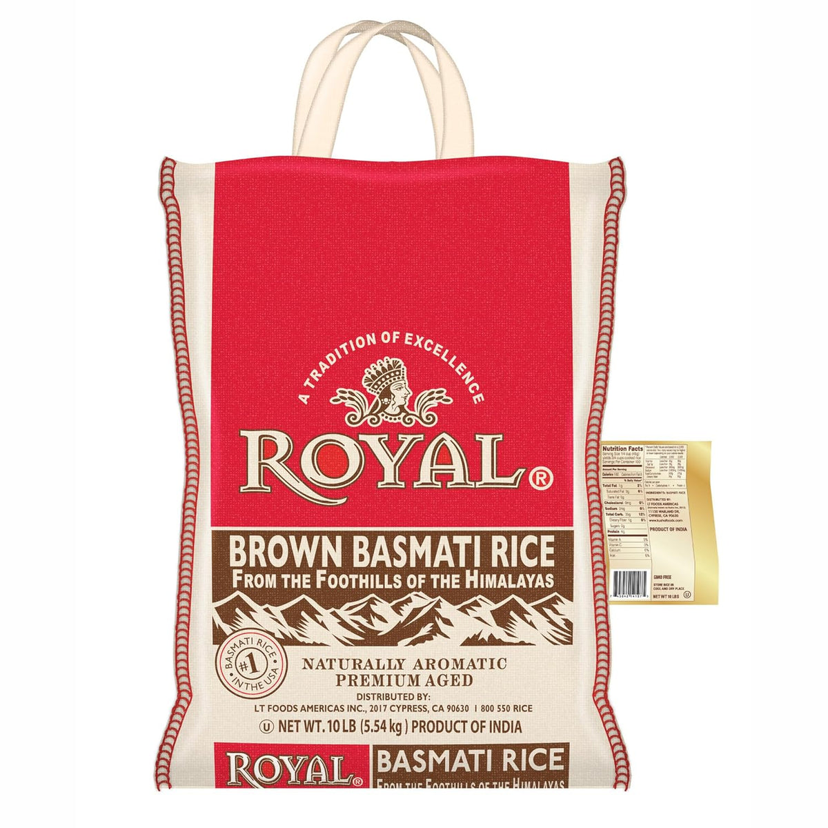 Basmati Brown Rice Whole Grain - 10 Pounds F949445