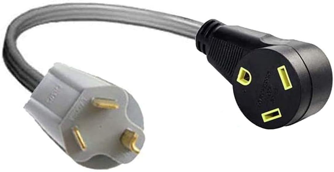 10-30P Male 3-Pin Dryer Plug To TT-30R Female RV Adapter, Pack of 2 W4219