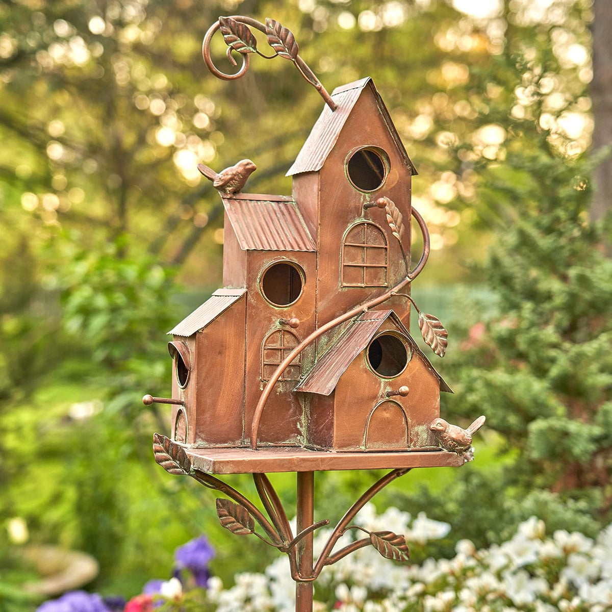 Large Copper Colored Multi-Birdhouse Stakes N91248