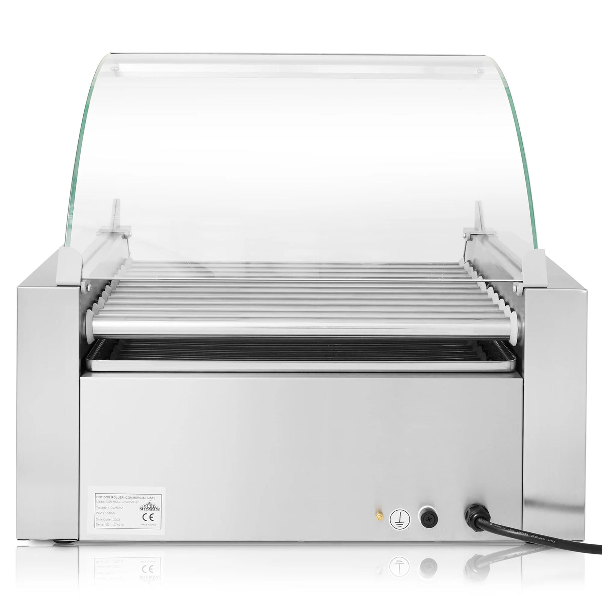 Electric Hot Dog Roller Machine with Cover, 11 Rollers, Bun Warming Drawer F7325