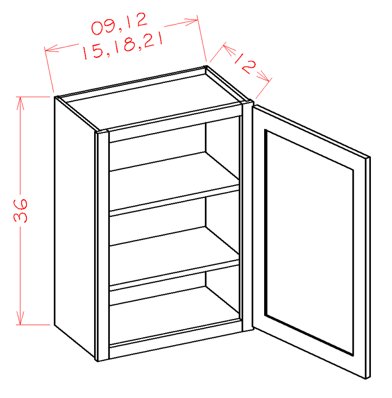 1 Door 2 Shelves Wall Cabinet High-Density Fiberboard O9040