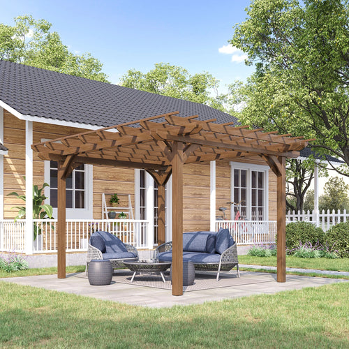 12' x 10' Wooden Pergola Outdoor Gazebo A7808