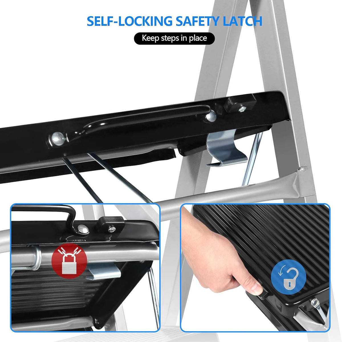 2 Step Folding Step Stool with Anti-Slip Feet O116273