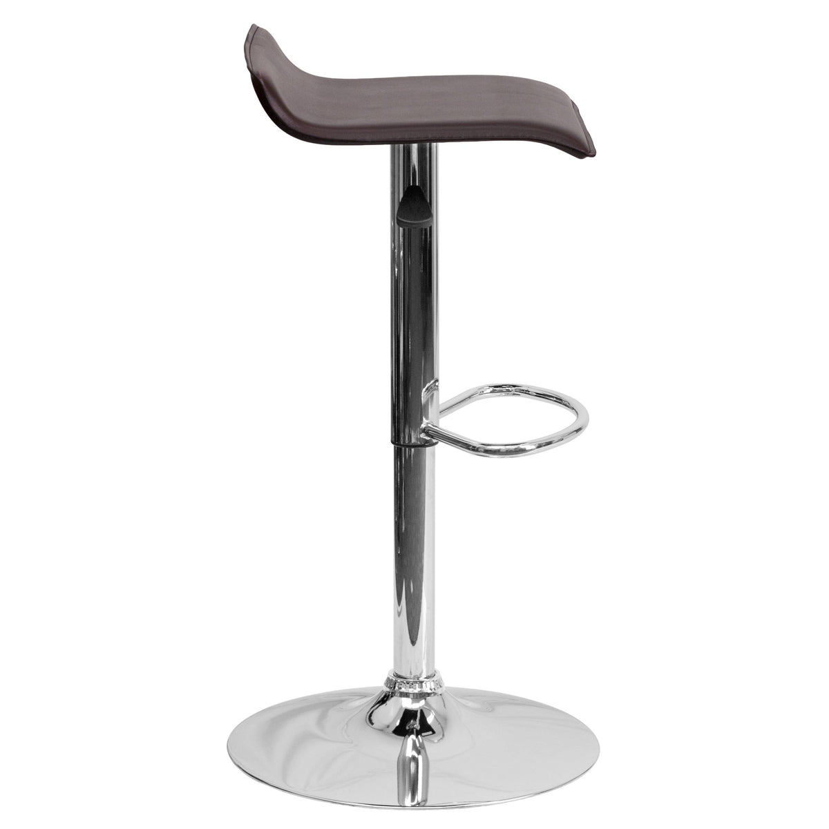 Black Vinyl Adjustable Height Barstool with Chrome Base A67257