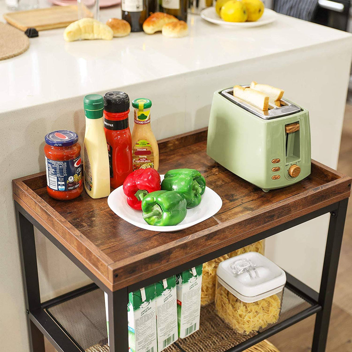 Mesh Shelves Kitchen Cart E540379