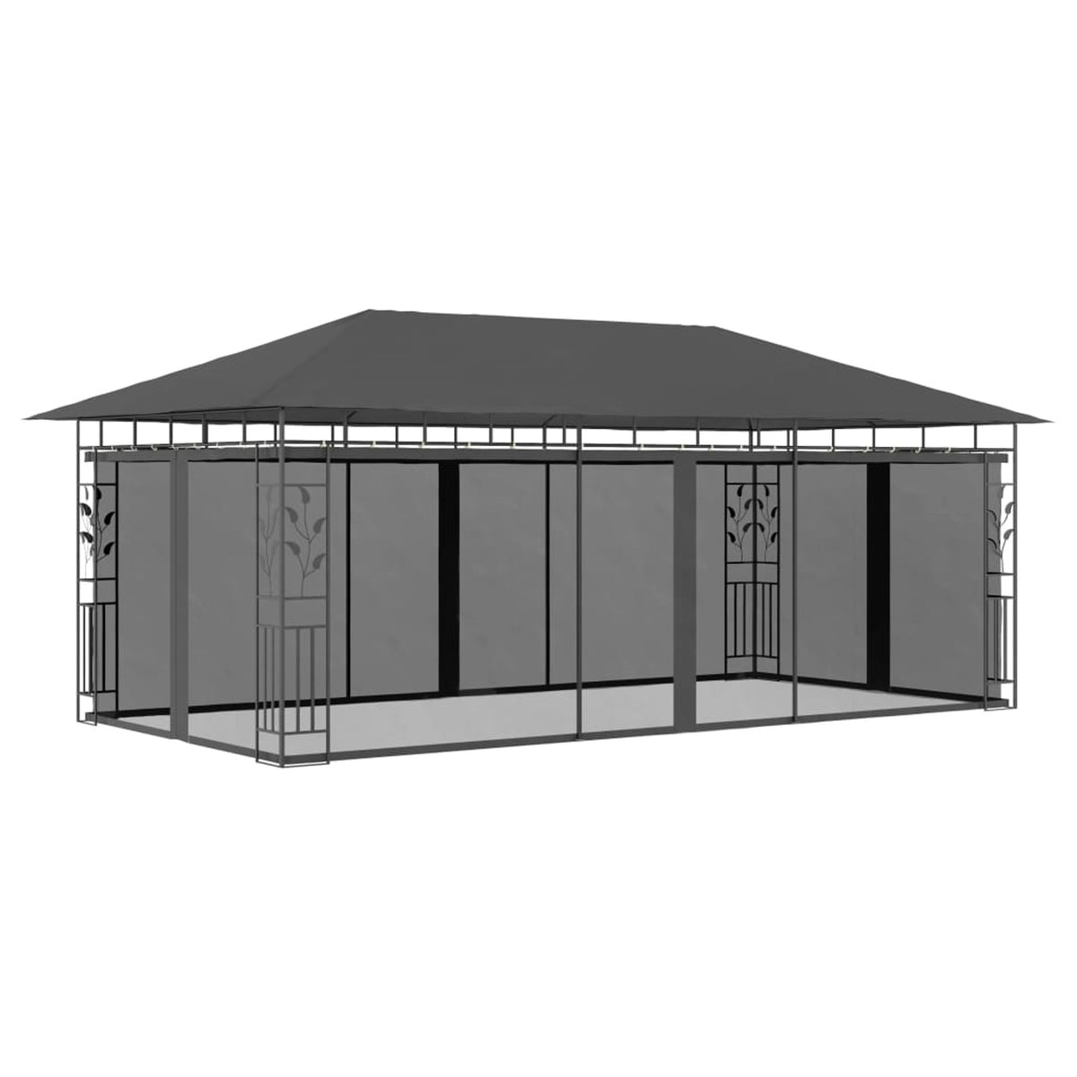 19.7'x9.8'x9' Anthracite Gazebo with Mosquito Net V5872