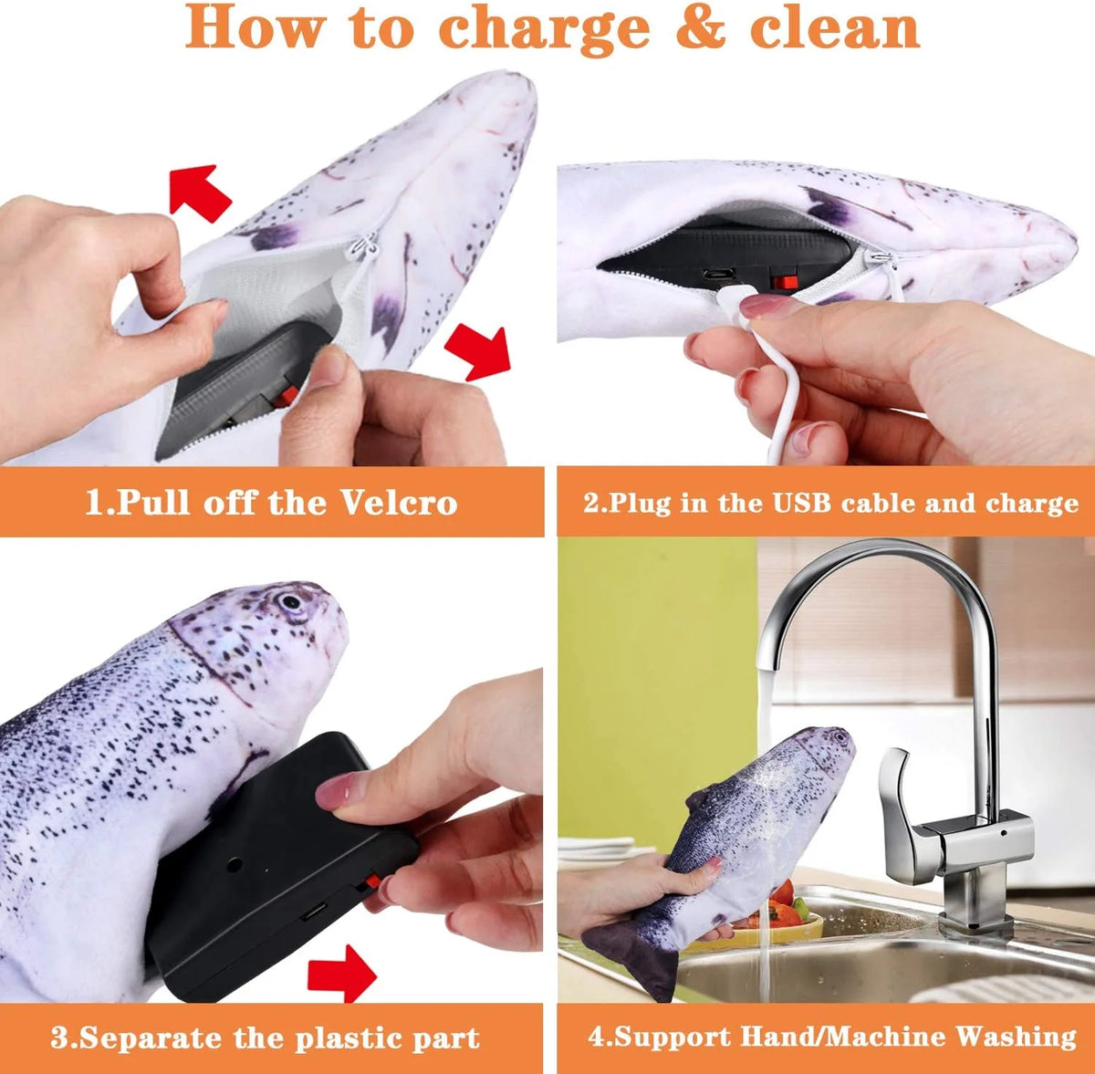 Electric Moving Wagging Fish Cat Toy Z36395