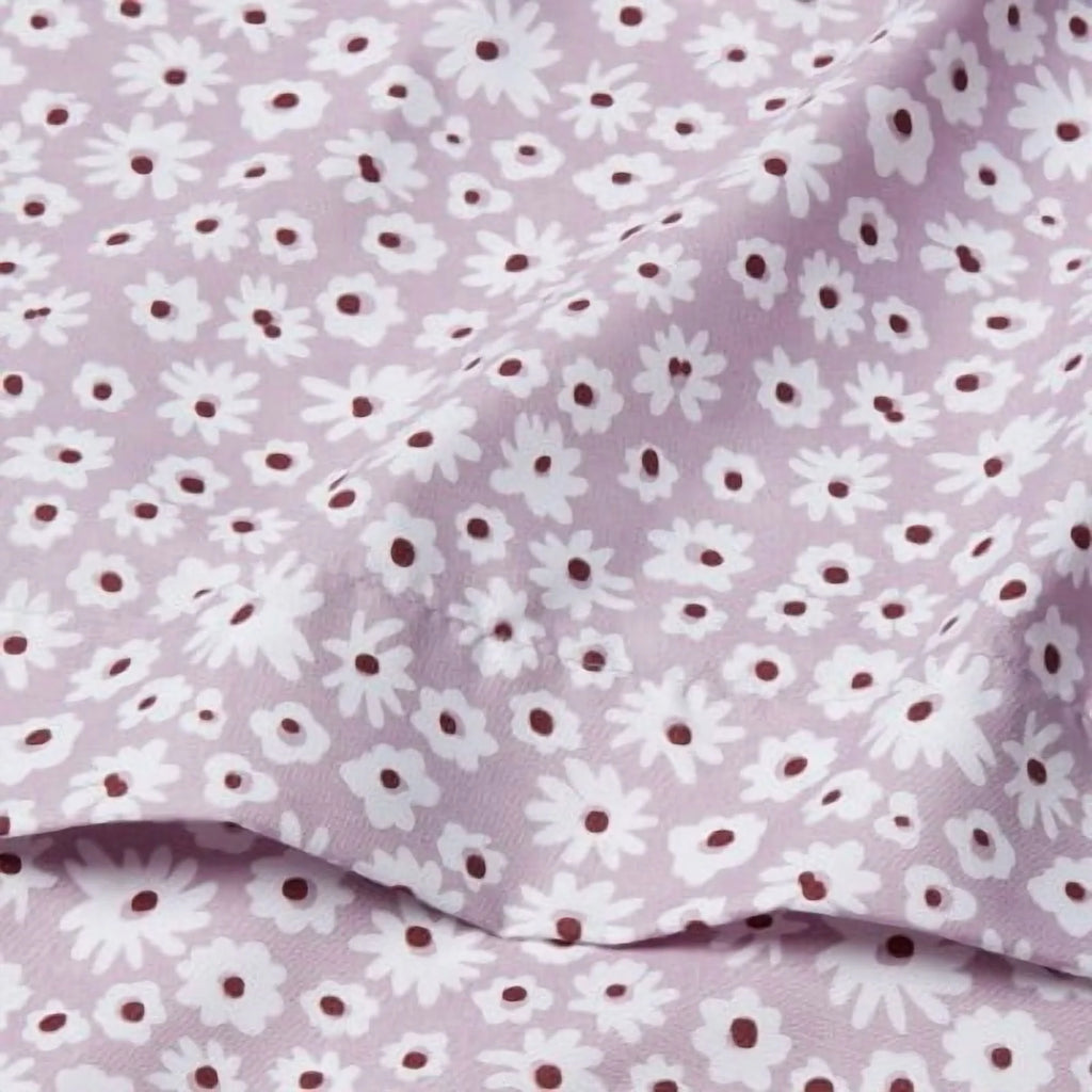 Light Purple Daisy Printed Microfiber Sheet Set J12578