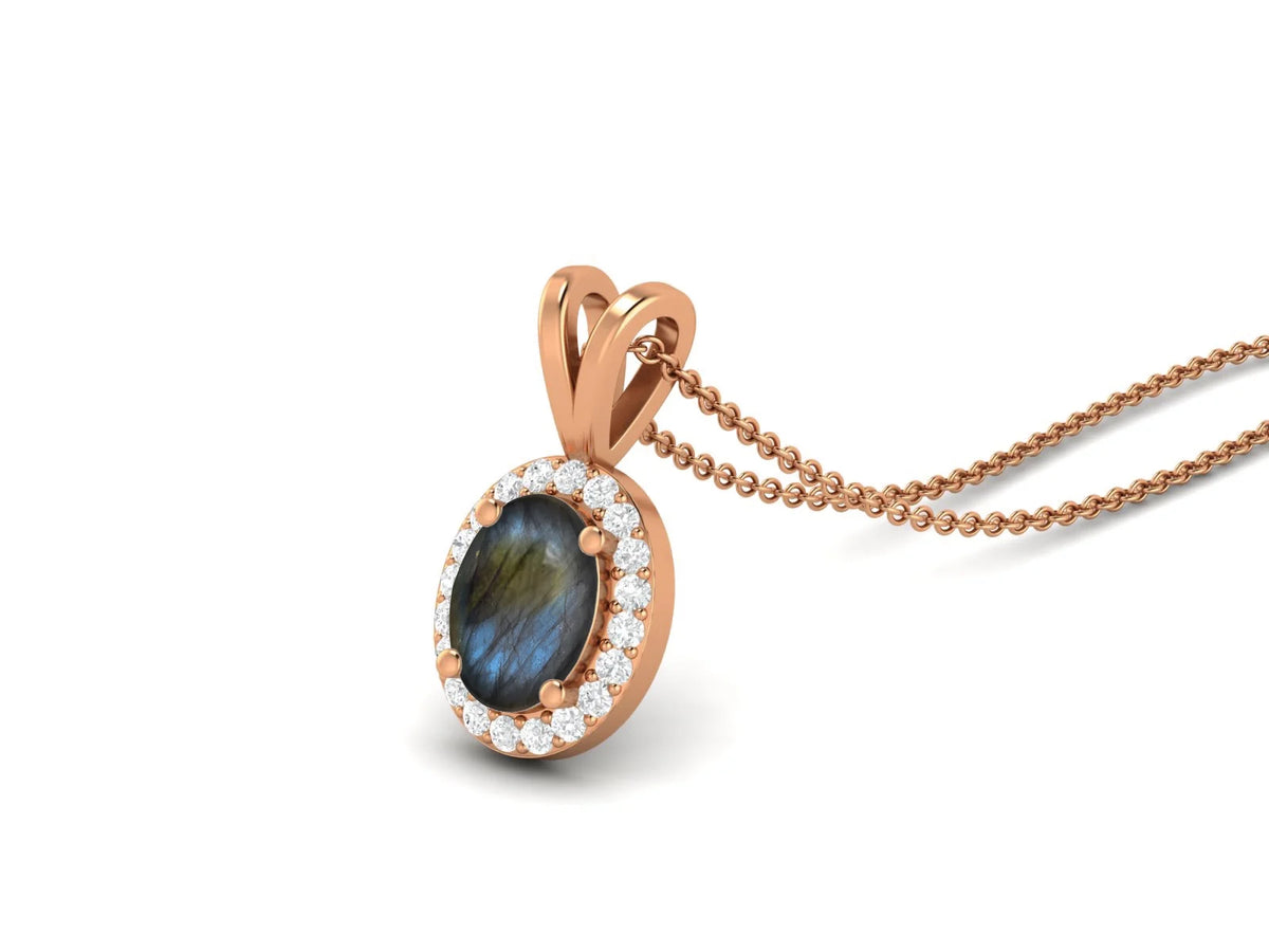 Oval Labradorite Solitaire Necklace I104