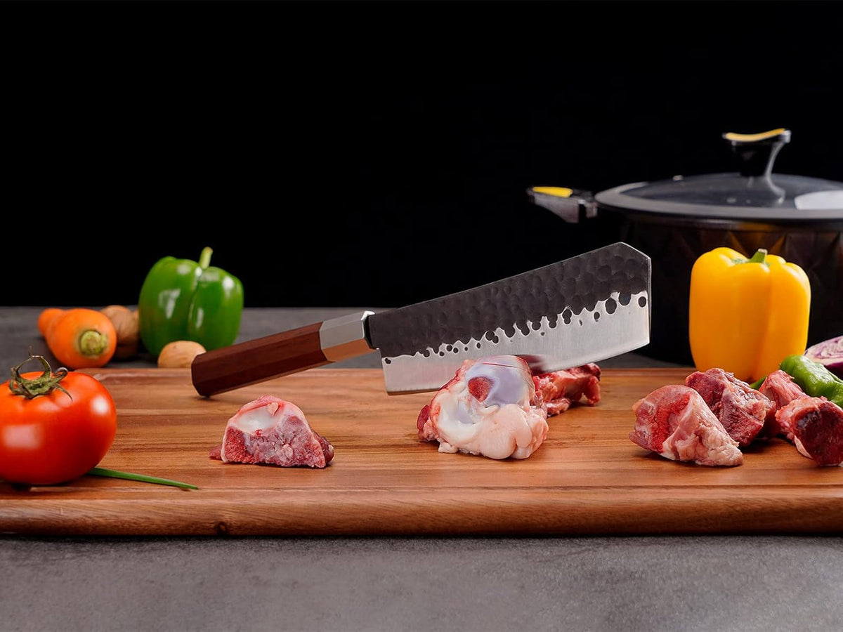 Black 7 inch High Carbon Steel Bone Chopping Knife K544