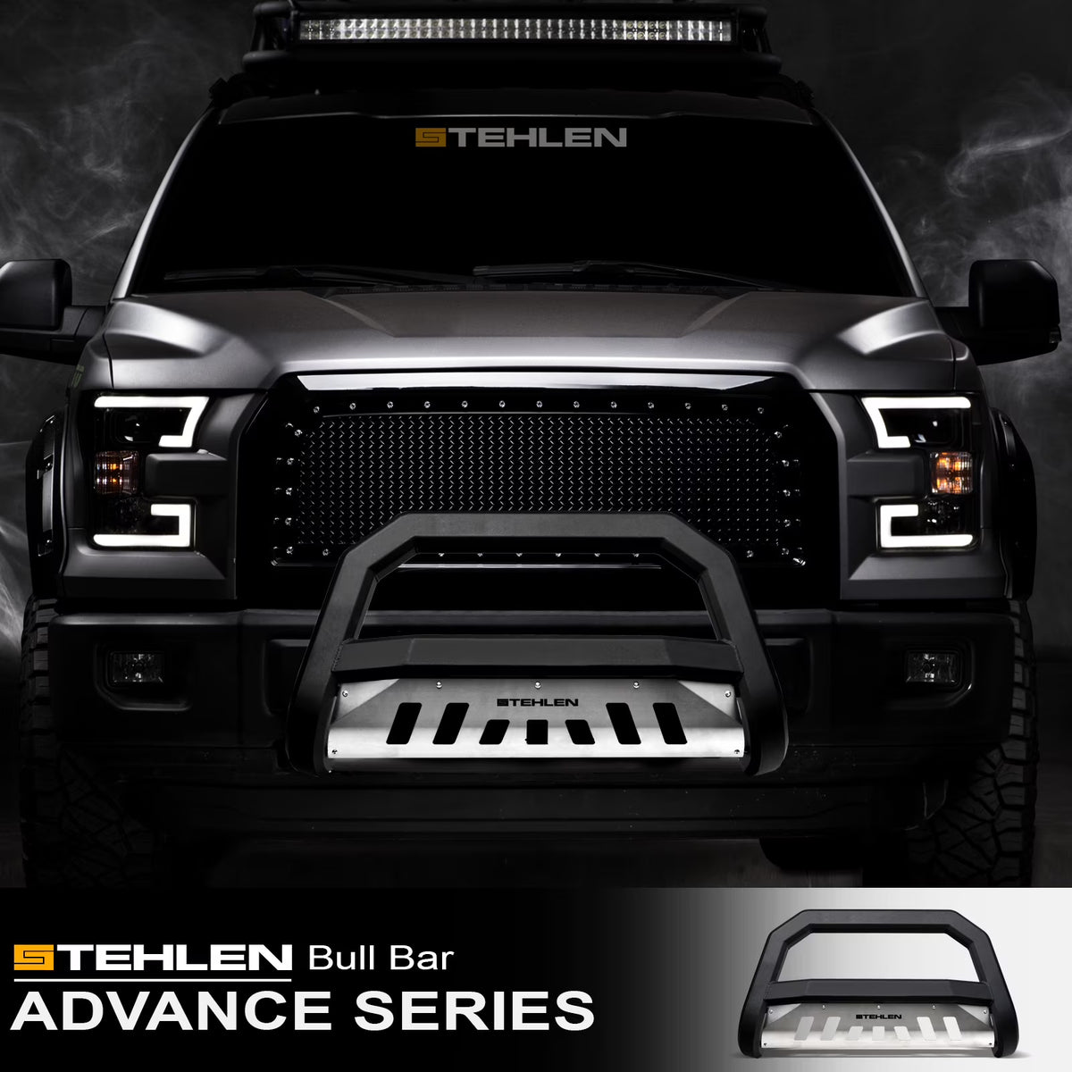 Matte Black Brush Aluminum Bull Bar with Skid Plate C721