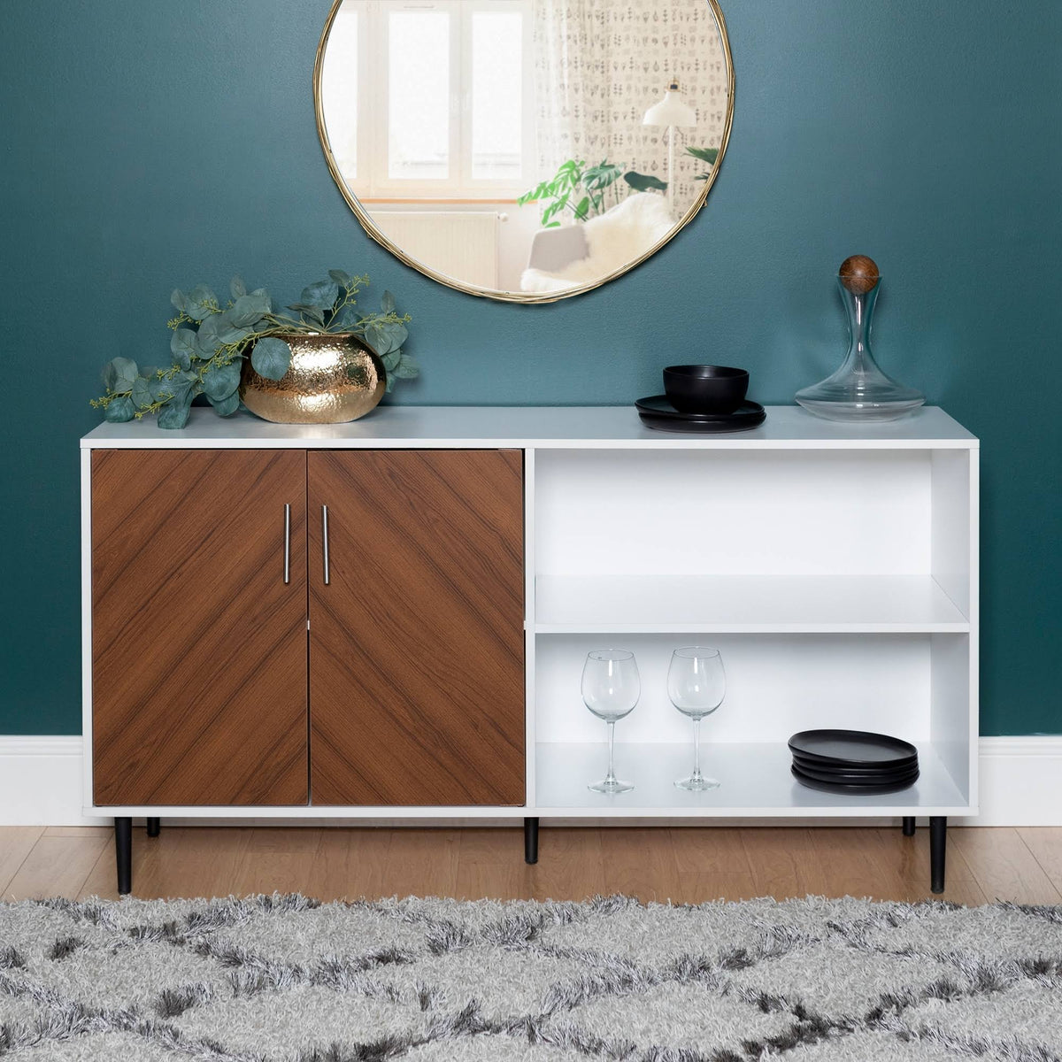 White / Ash Brown TV Console W6909