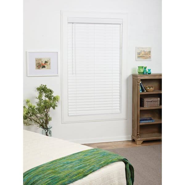 White Cordless Faux Wood Blinds G485