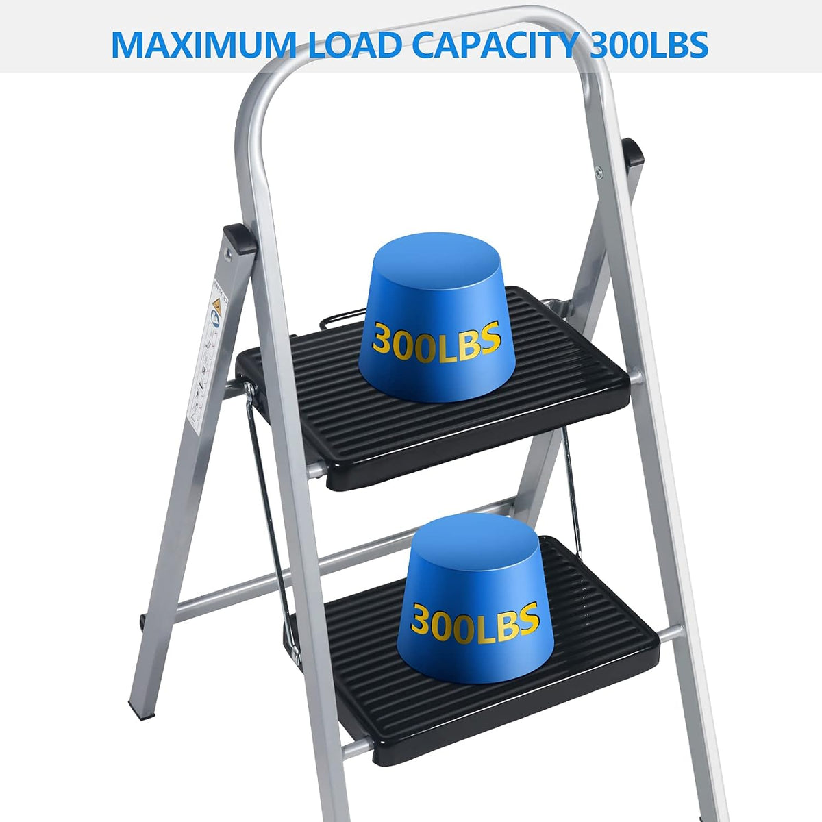 2 Step Folding Step Stool with Anti-Slip Feet O116273