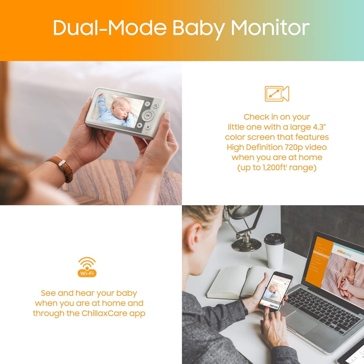 Baby Monitor with Camera & Control Unit, 4.3 Screen, 1080p Full HD, Night Vision U35176
