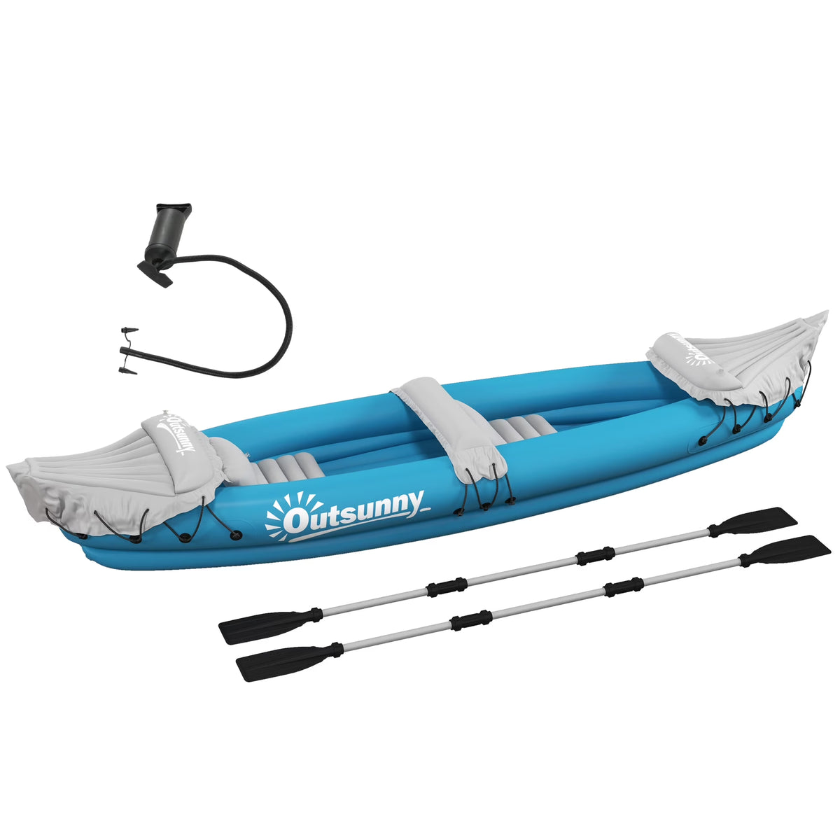 Blue 2 Person Inflatable Kayak with Aluminum Paddles and Repair Kit X528294
