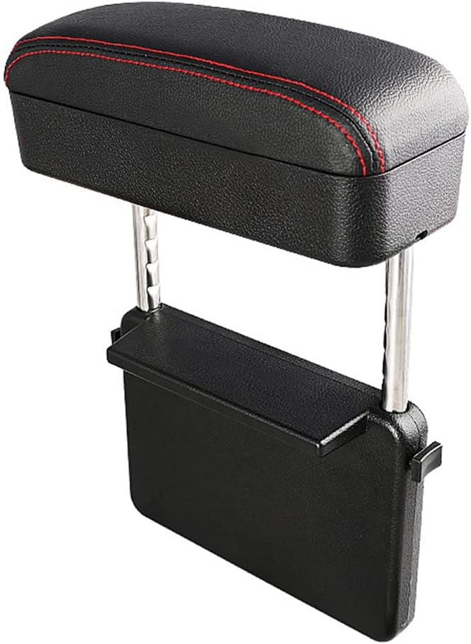 Car Console Armrest Box Height Adjustable Elbow Pad Universal Black Red Pack of 2 A22699