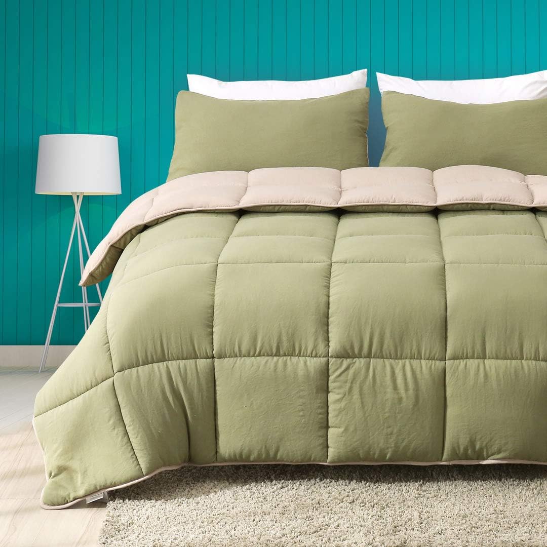 Reversible Full/Queen Down Alternative Comforter with Tabs, 88x88 Inches A352830