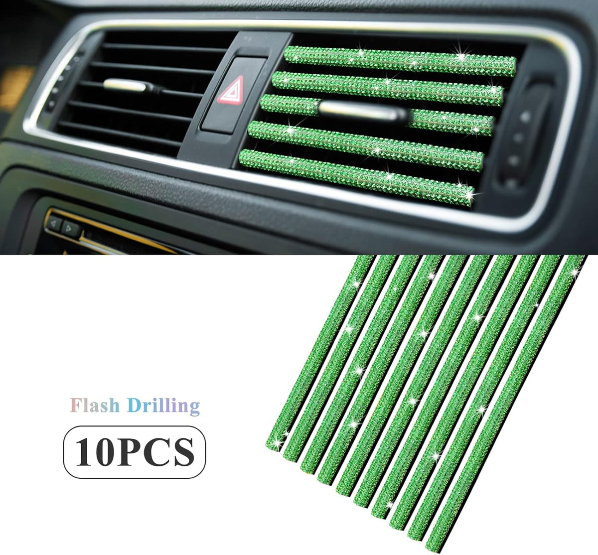 10 Pieces Bling Car Vent Outlet Trim Decoration Strip O161270